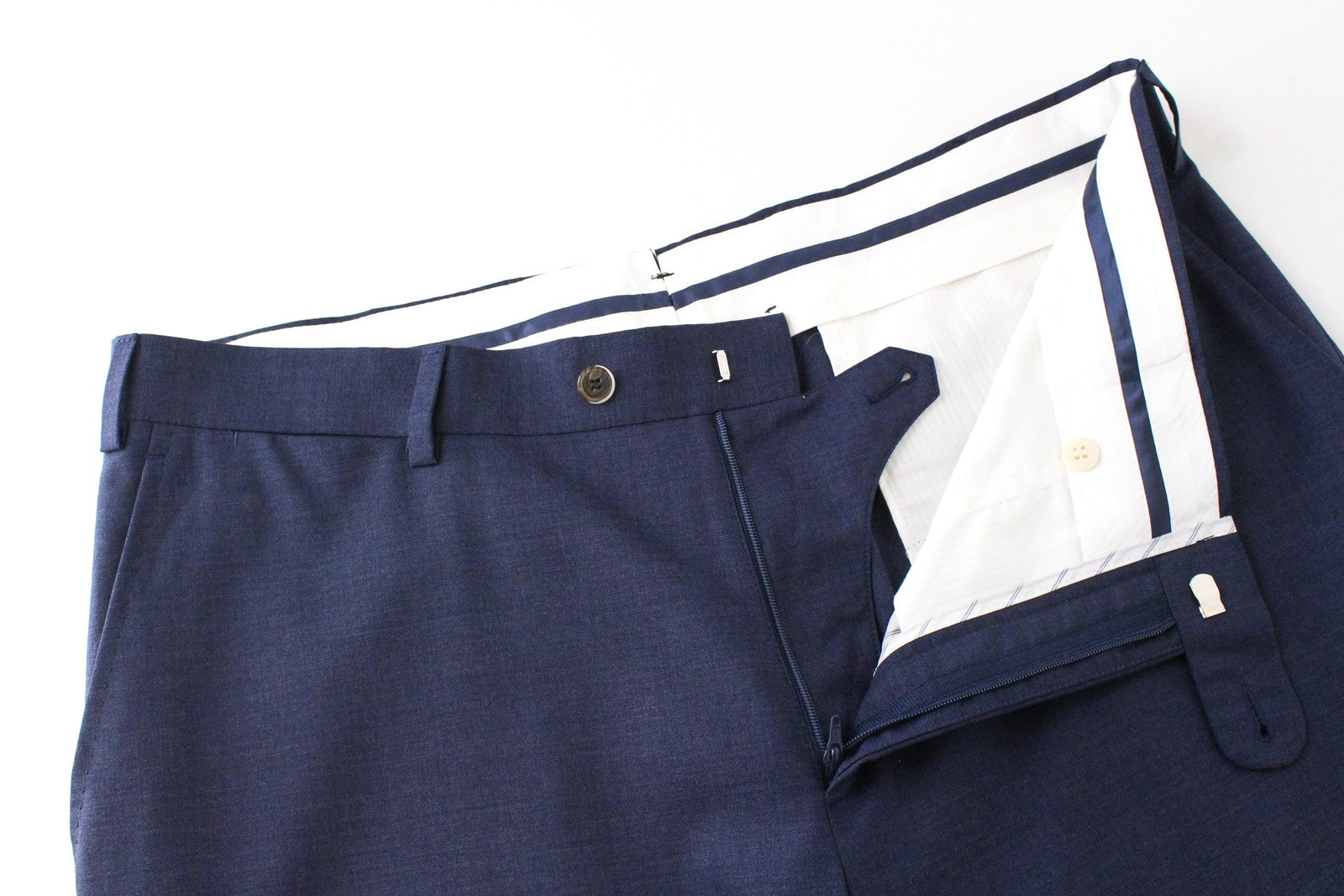 SUITSUPPLY Brescia Men Trousers UK42R Blue Pure Wool Lined Classic Pleat Front