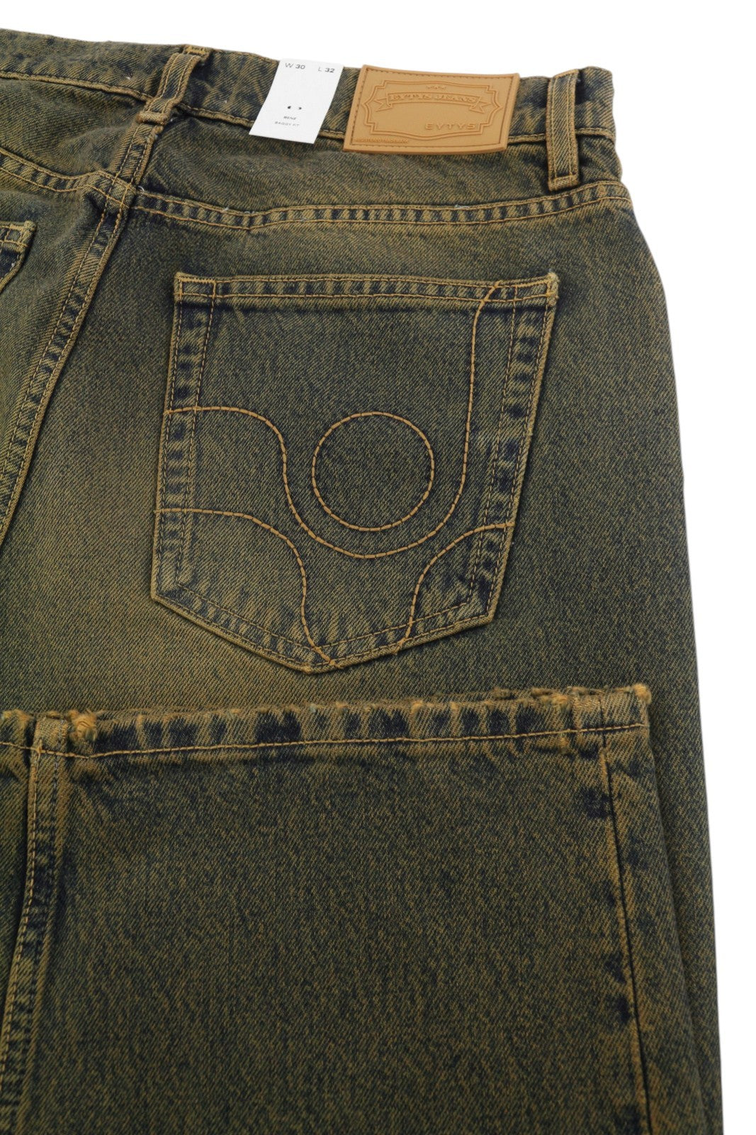 EYTYS Benz Rust Baggy Fit Women Jeans W30/L32 Orange & Blue Faded Unisex RRP370