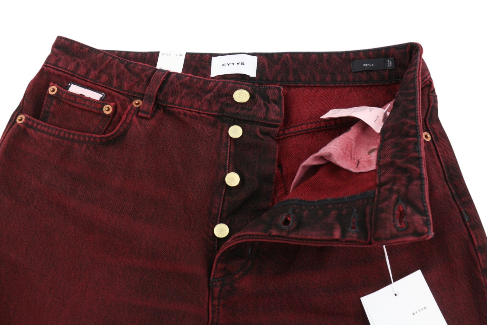EYTYS Cyrus Sumac Relaxed Bootcut Fit Men Jeans W33/L32 Burgundy Unisex RRP370