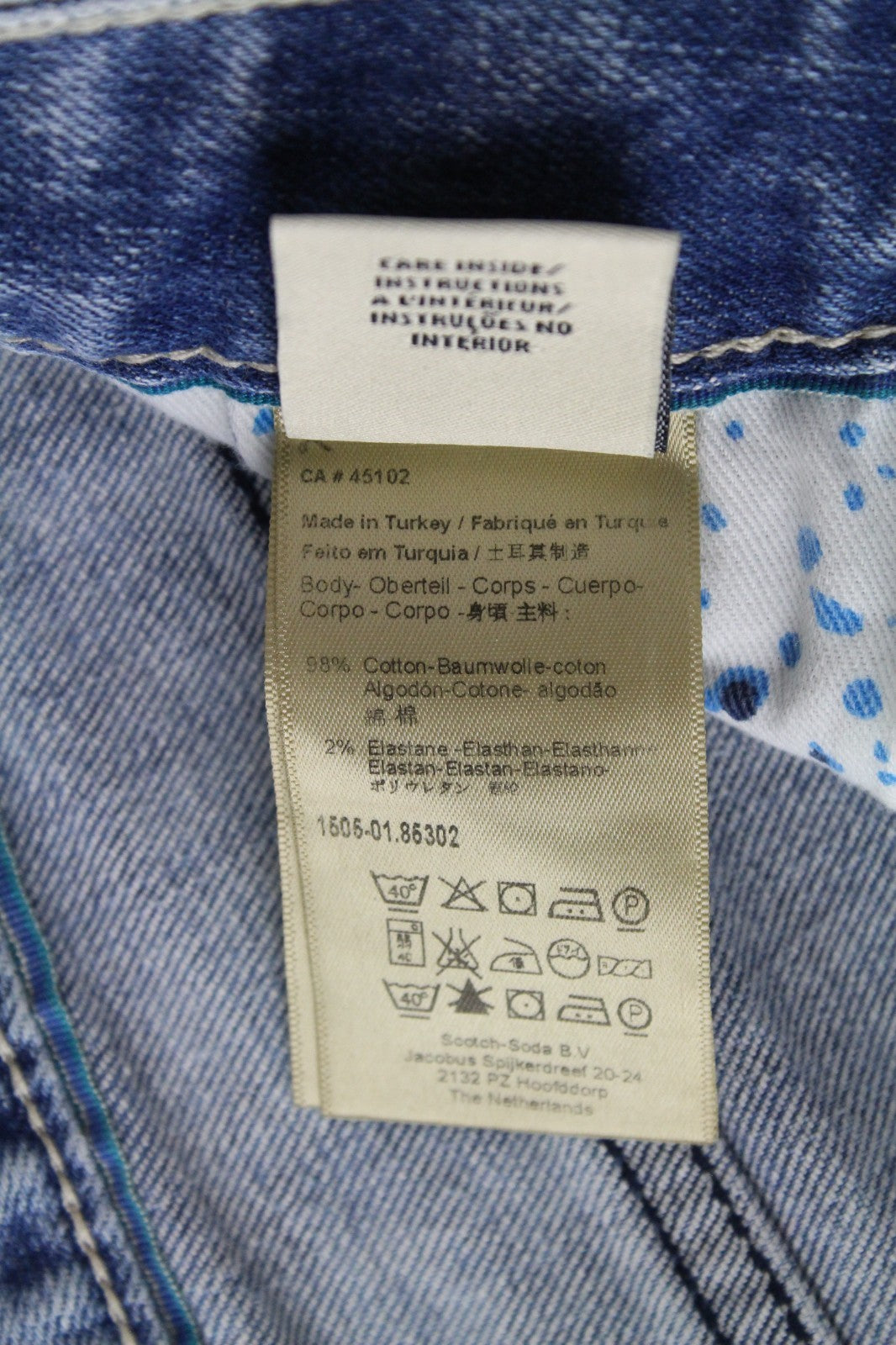 SCOTCH & SODA Skim Men Jeans W34/L34 Skinny Fit Washed Blue Cotton Stretch
