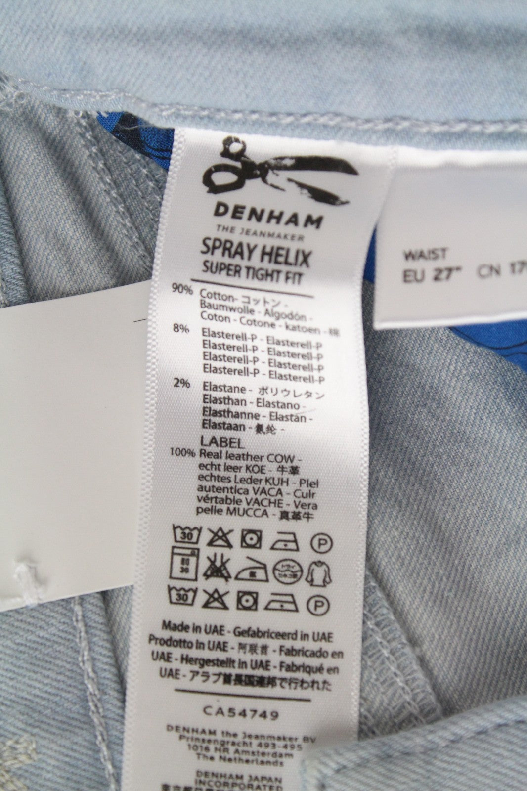 DENHAM Spray Helix Women Jeans W27/L28 Super Tight Fit Blue Cotton Stretch