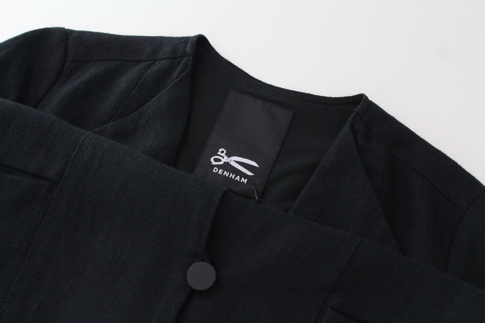 DENHAM Deck Women Coat XS Black Linen Blend Unlined Single-Breasted Belted