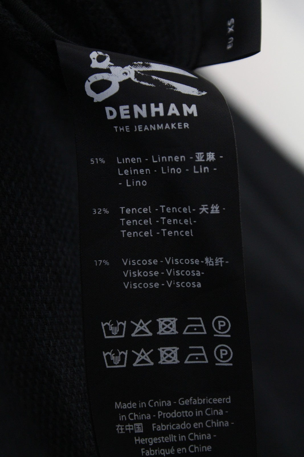 DENHAM Deck Women Coat XS Black Linen Blend Unlined Single-Breasted Belted