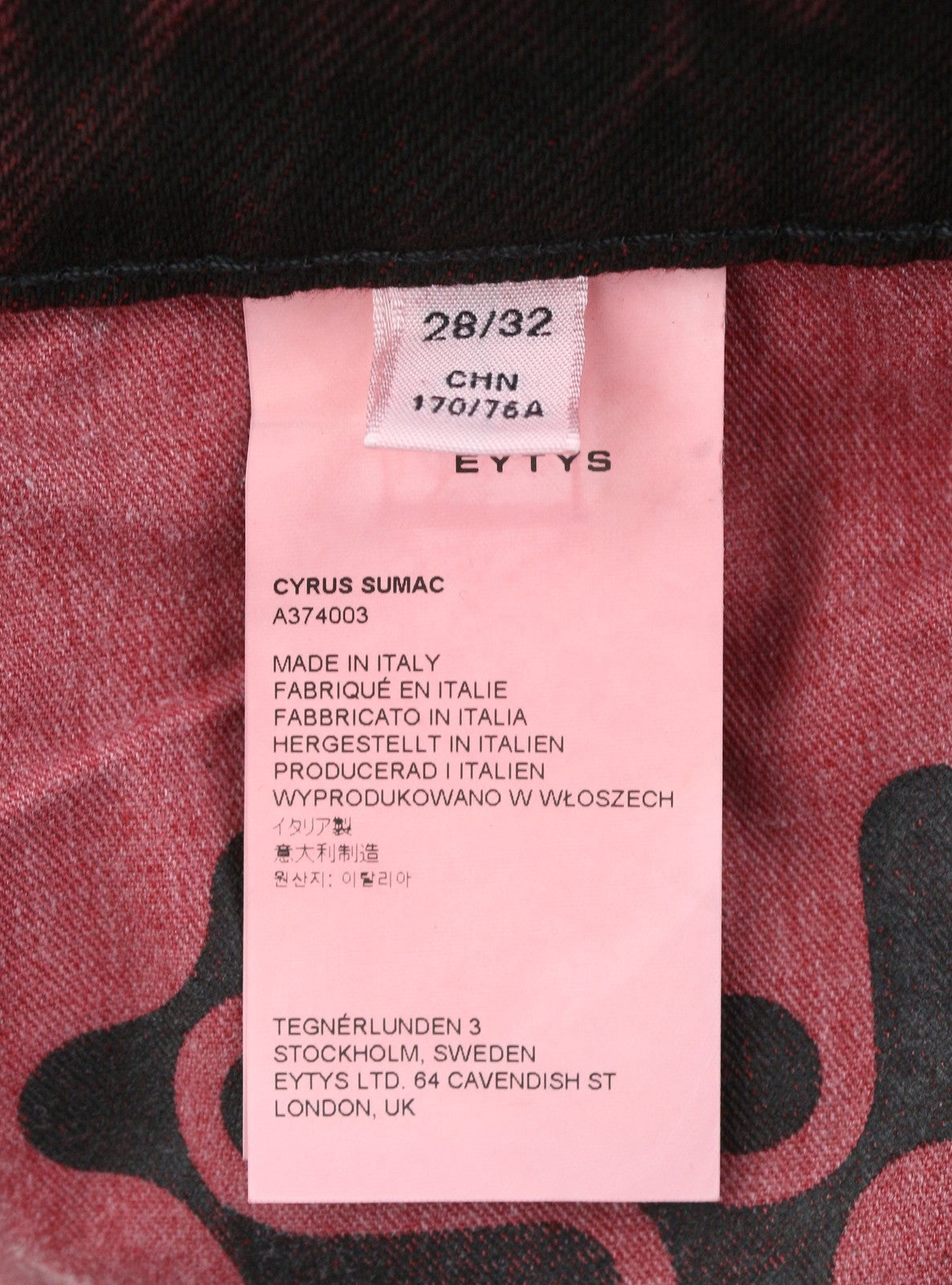 EYTYS Cyrus Sumac Relaxed Bootcut Fit Women Jeans W28/L32 Burgundy Unisex RRP370