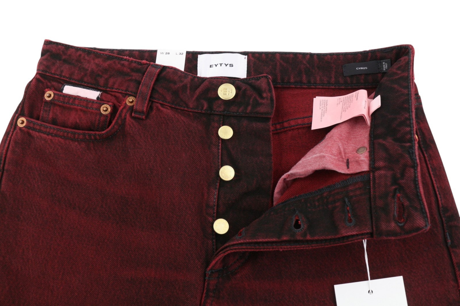 EYTYS Cyrus Sumac Relaxed Bootcut Fit Women Jeans W28/L32 Burgundy Unisex RRP370