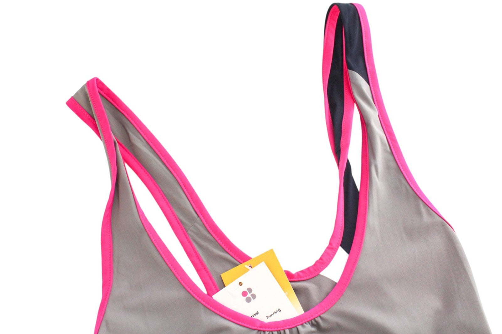 SWEATY BETTY Race Overvest Women Top L Grey Stretch Sleeveless Running