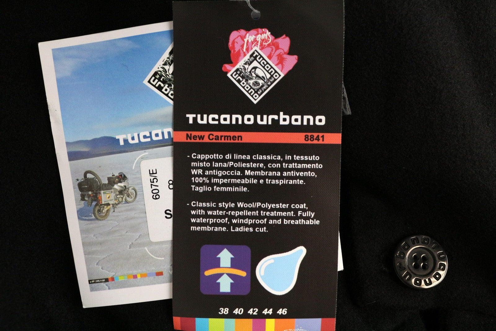 TUCANO URBANO New Carmen Women's Coat IT40 Black Wool Blend Breathable