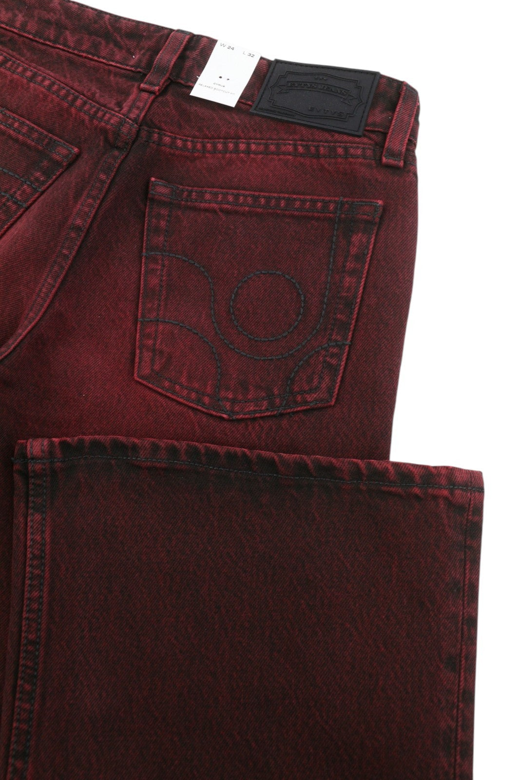 EYTYS Cyrus Sumac Relaxed Bootcut Fit Women Jeans W24/L32 Burgundy Faded RRP370