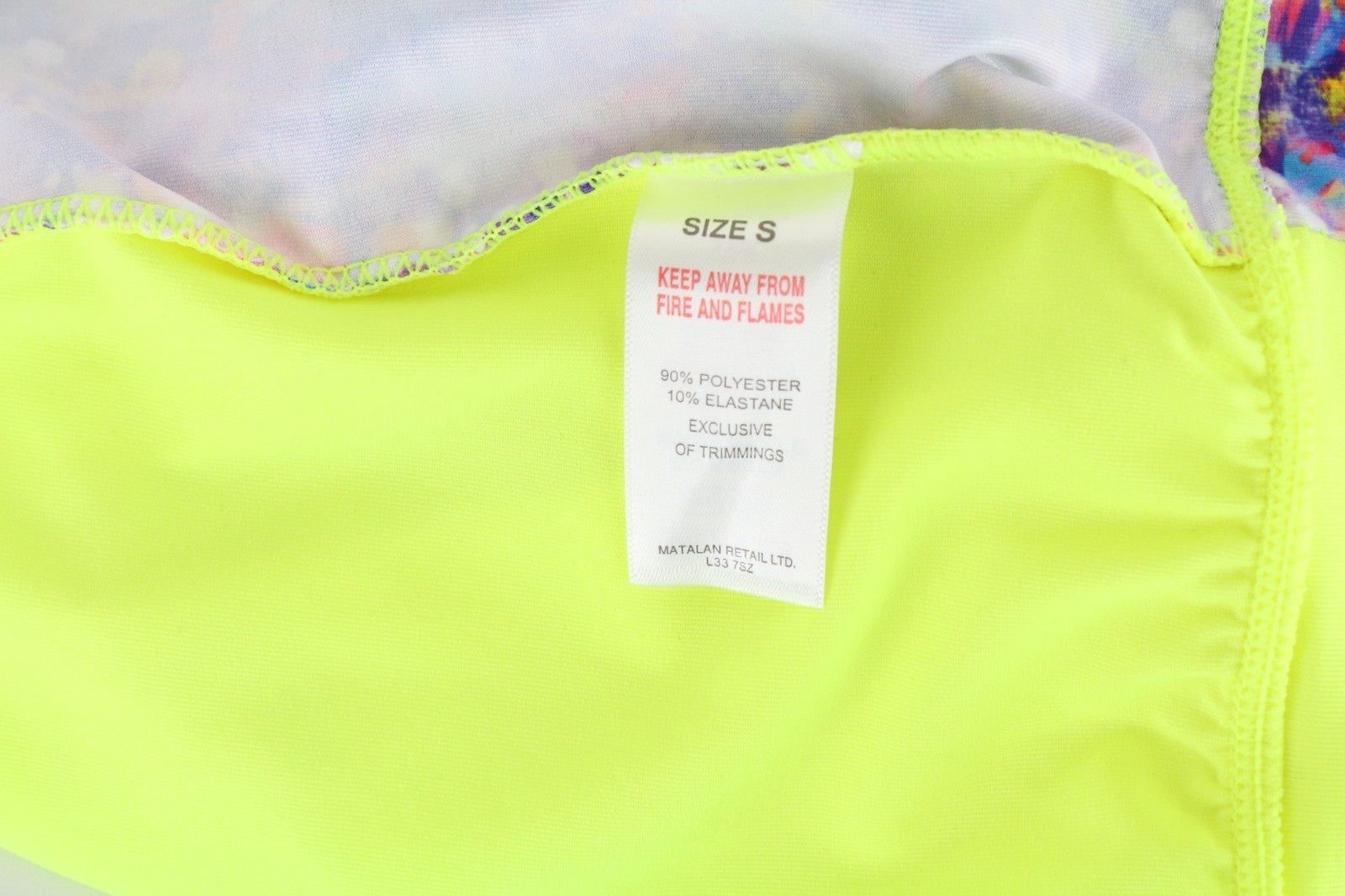 PAPAYA Women Sport Top S Melange Neon Yellow Bright Printed Racerback Workout