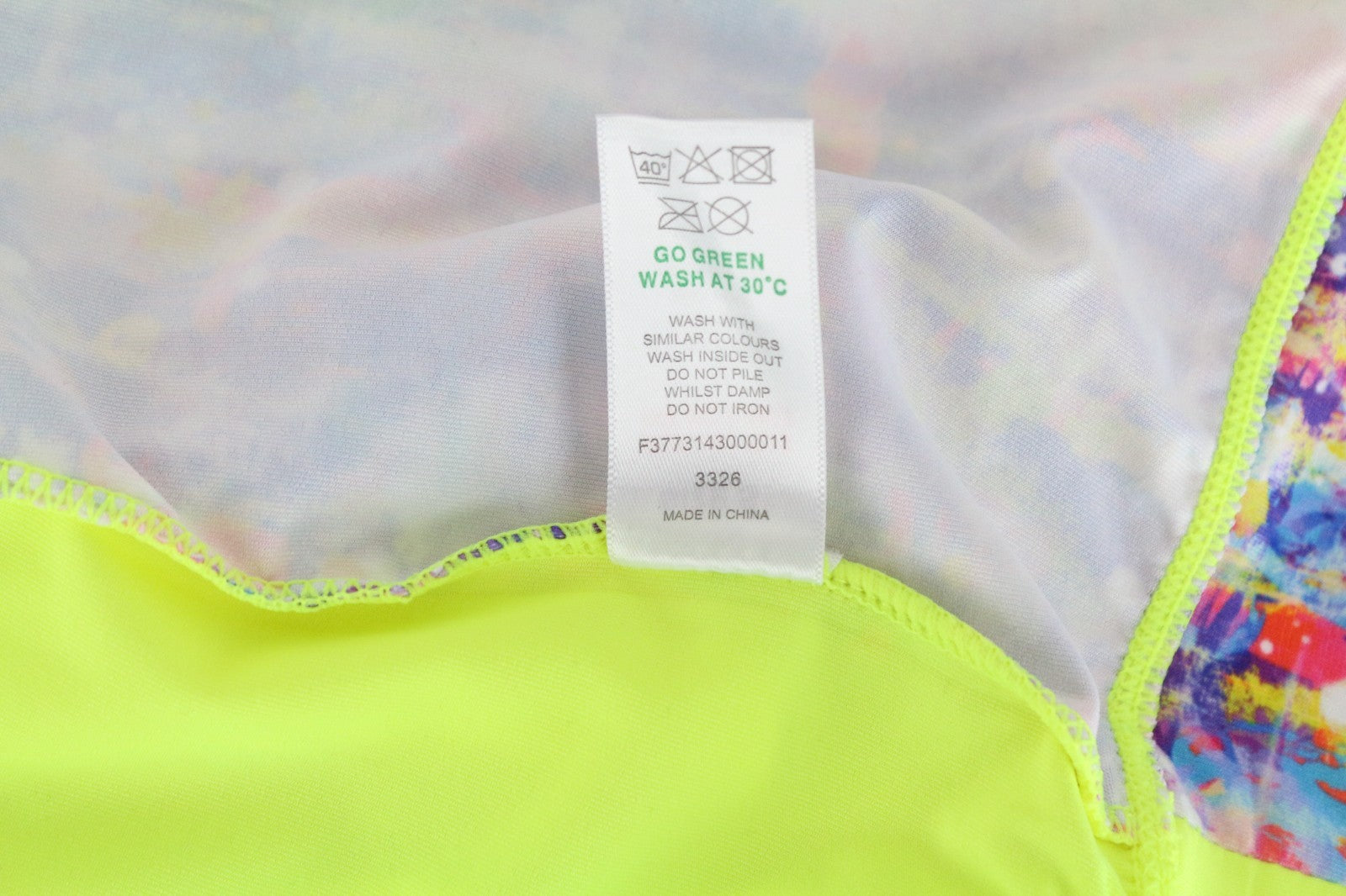 PAPAYA Women Sport Top S Melange Neon Yellow Bright Printed Racerback Workout