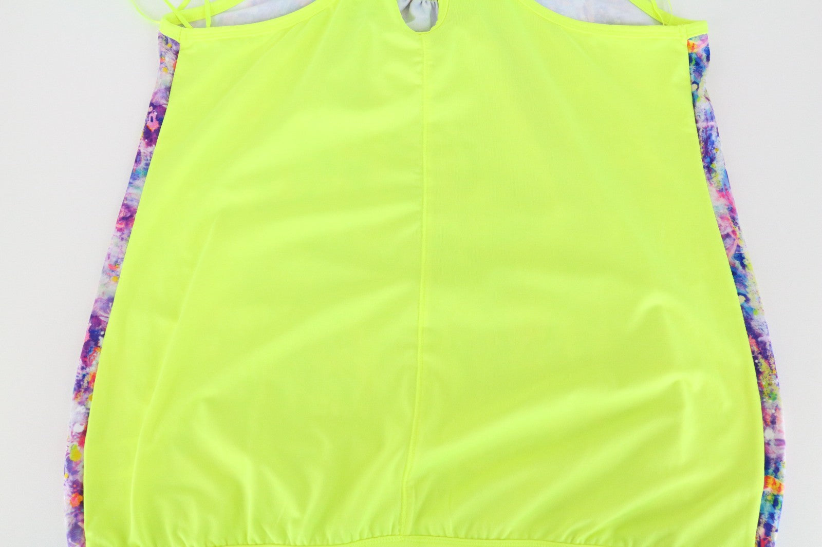 PAPAYA Women Sport Top S Melange Neon Yellow Bright Printed Racerback Workout