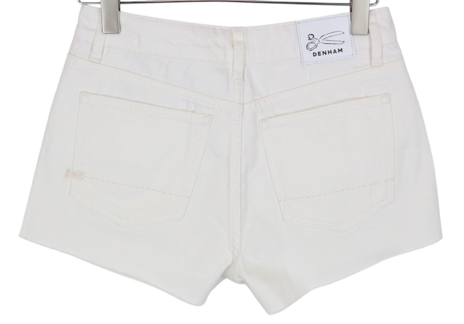 DENHAM Melrose Women Shorts W25 Off-White Denim Distressed Classic Non-Stretch