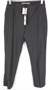 DENHAM Preston Men Trousers S Dark Grey Classic Flat-Front Tapered Fit Zippered