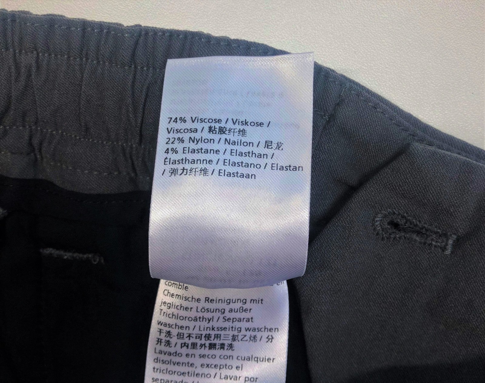 DENHAM Preston Men Trousers S Dark Grey Classic Flat-Front Tapered Fit Zippered
