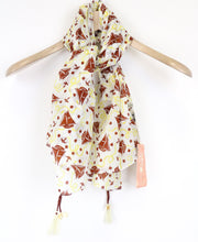 MAISON SCOTCH Women's Scarf OS White Summer Square Sailboat Print Cotton Classic