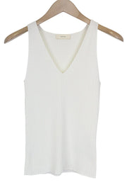 SUISTUDIO Dana Women's Top XS Off-White Slim Ribbed Knit Tank Sleeveless Vest