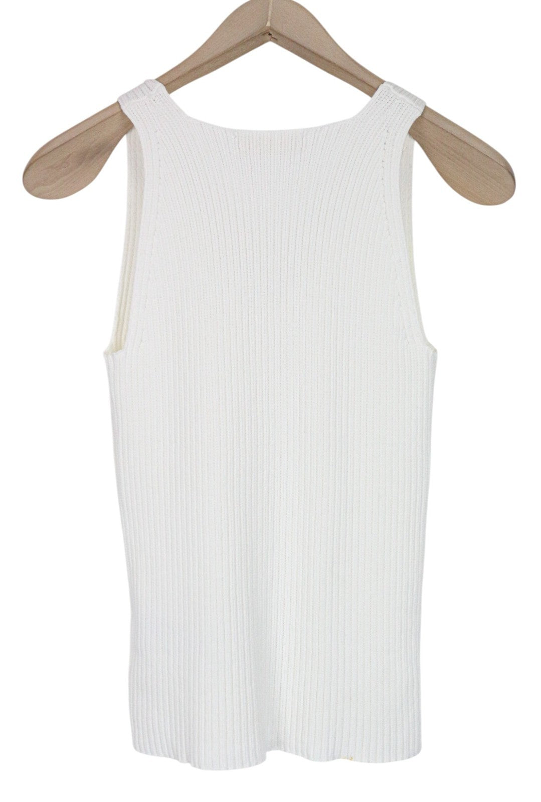 SUISTUDIO Dana Women's Top XS Off-White Slim Ribbed Knit Tank Sleeveless Vest