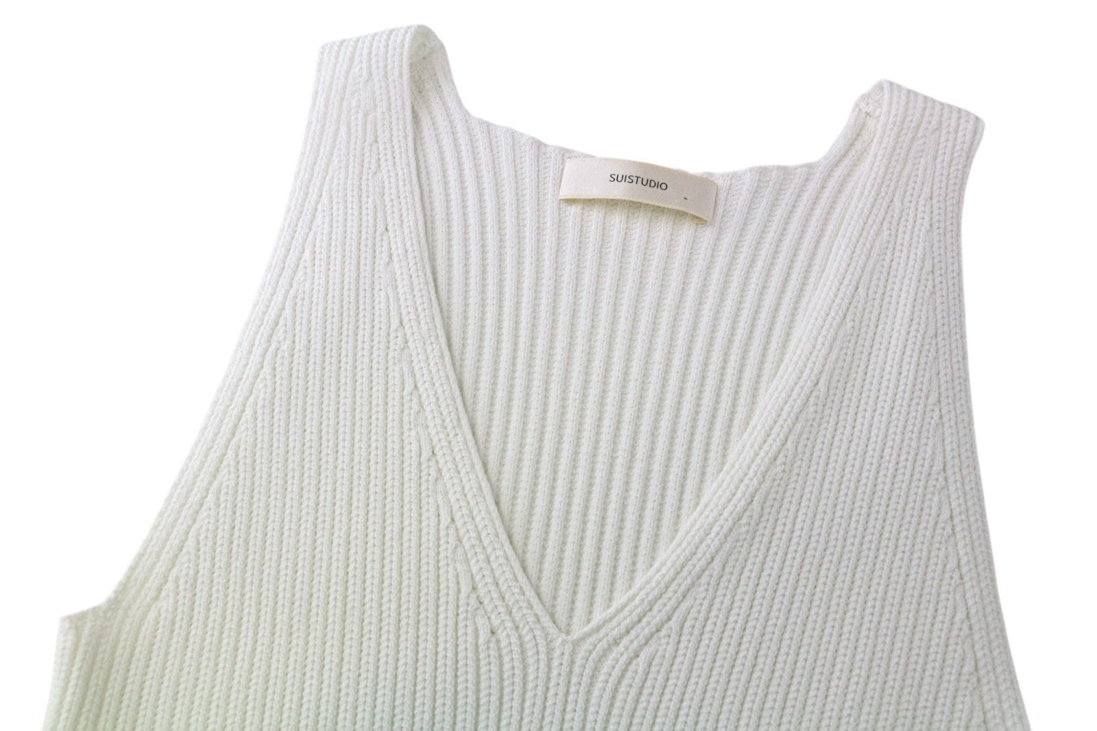 SUISTUDIO Dana Women's Top XS Off-White Slim Ribbed Knit Tank Sleeveless Vest