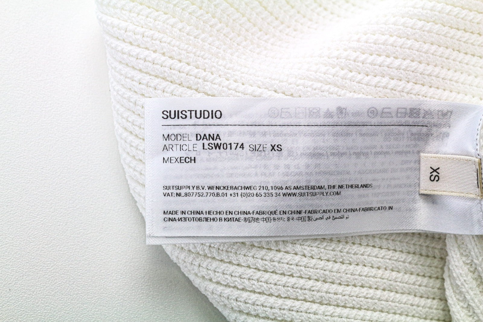 SUISTUDIO Dana Women's Top XS Off-White Slim Ribbed Knit Tank Sleeveless Vest