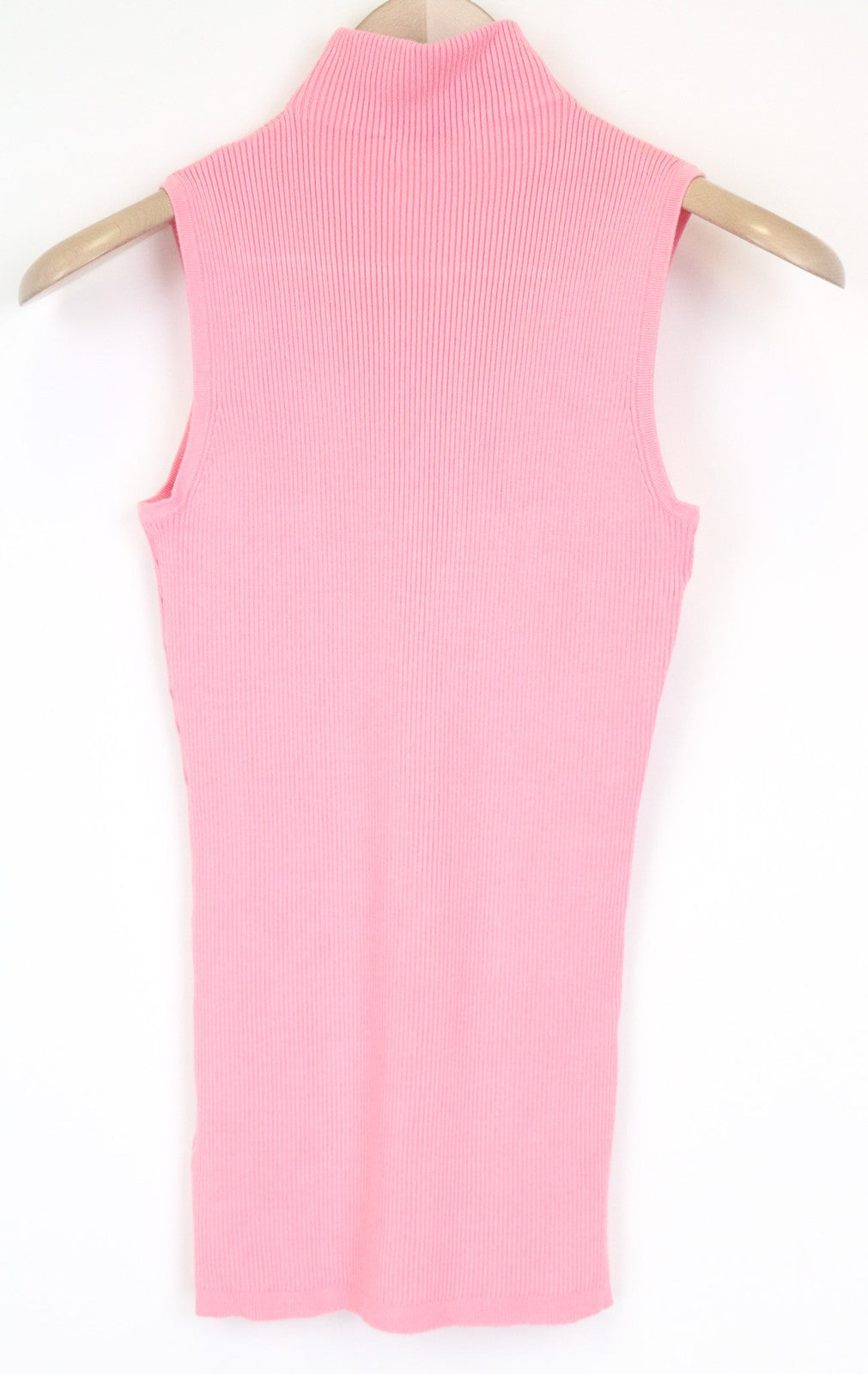 SUISTUDIO Blanca Women's Top XS Pink Slim Knit High Neck Ribbed Sleeveless Tank