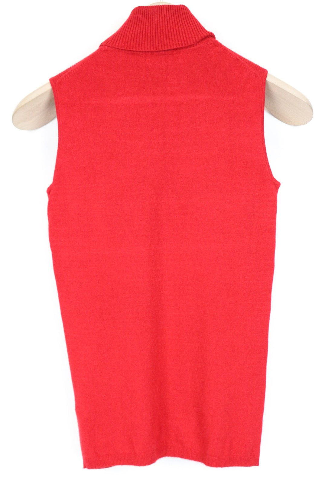 SUISTUDIO Haze Women's Top S Bright Red Knit Ribbed Slim Turtleneck Sleeveless