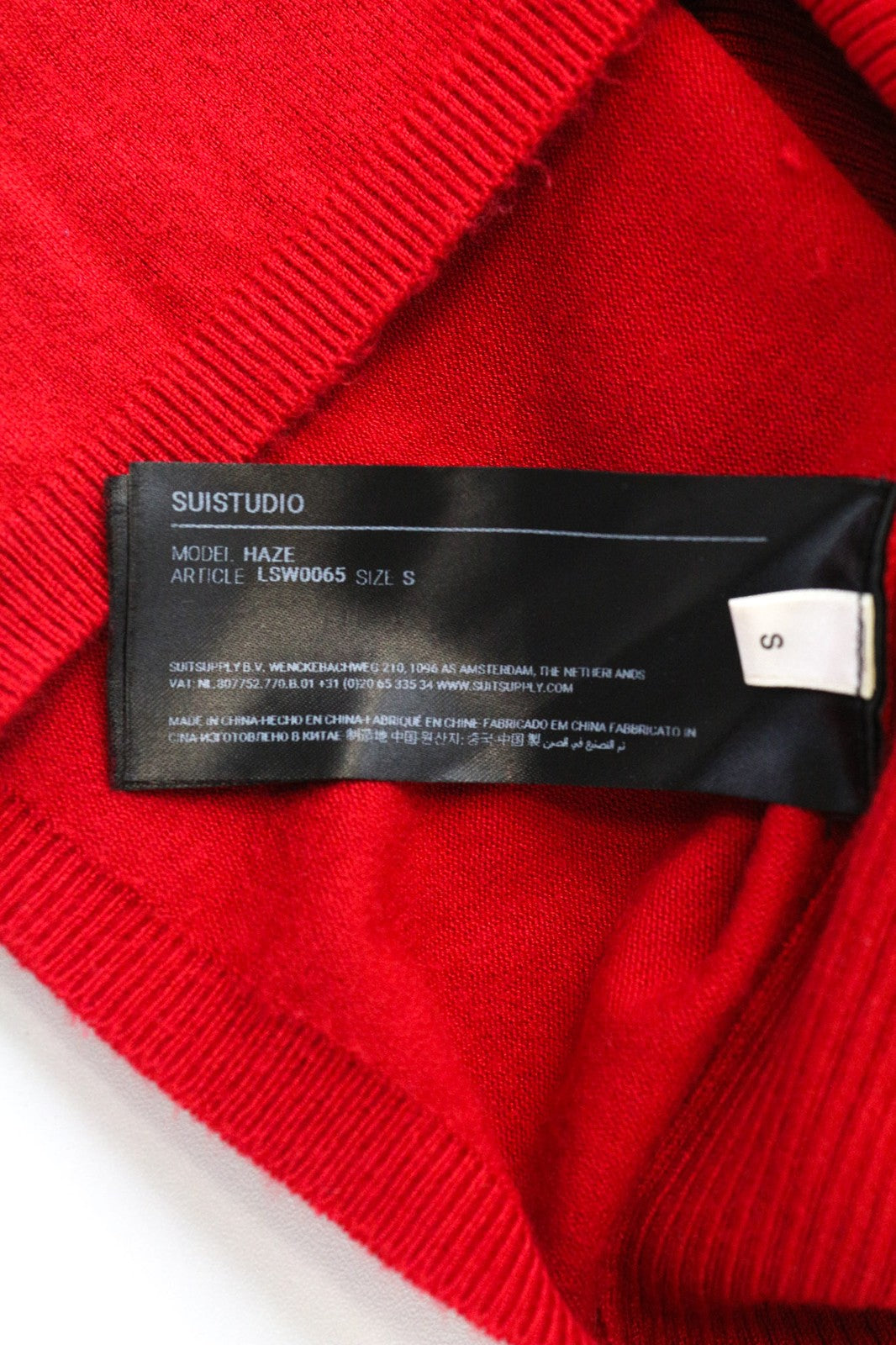 SUISTUDIO Haze Women's Top S Bright Red Knit Ribbed Slim Turtleneck Sleeveless