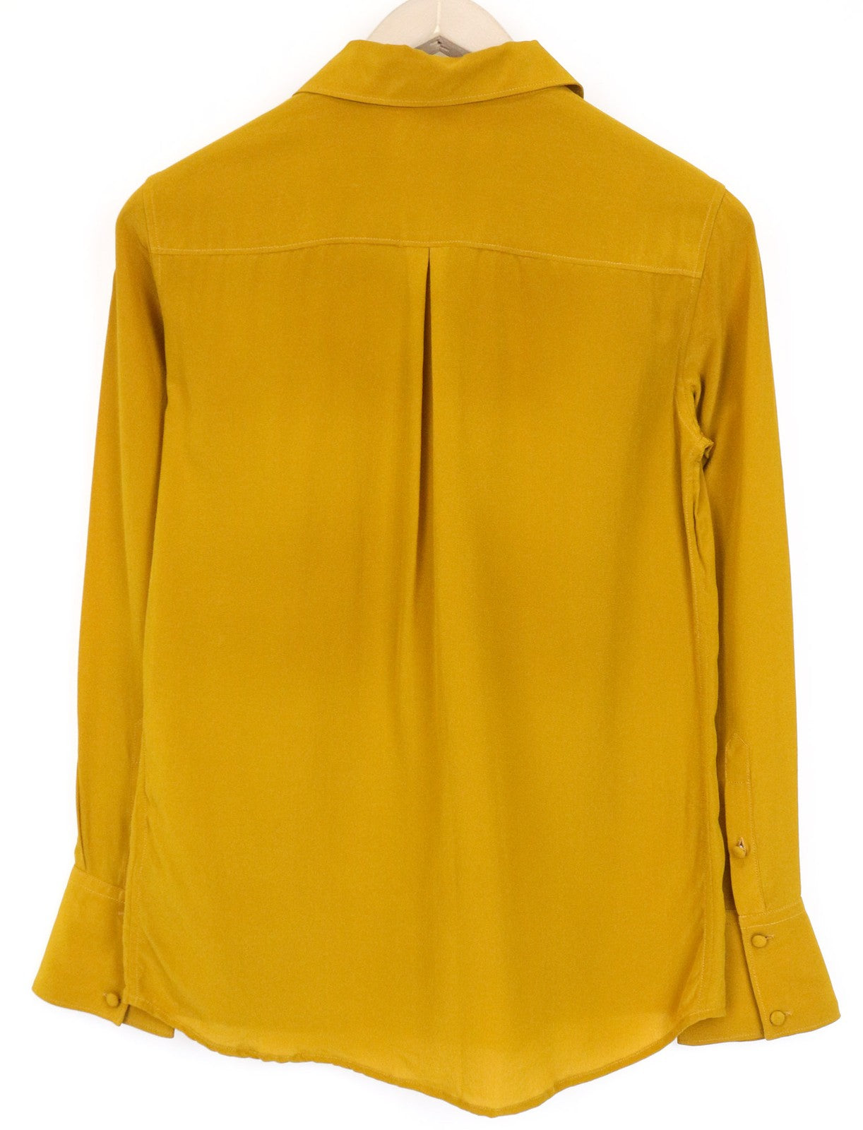 SUISTUDIO Bridgette Women's Blouse UK8 Yellow Mustard Slim Button-Up Silk Top