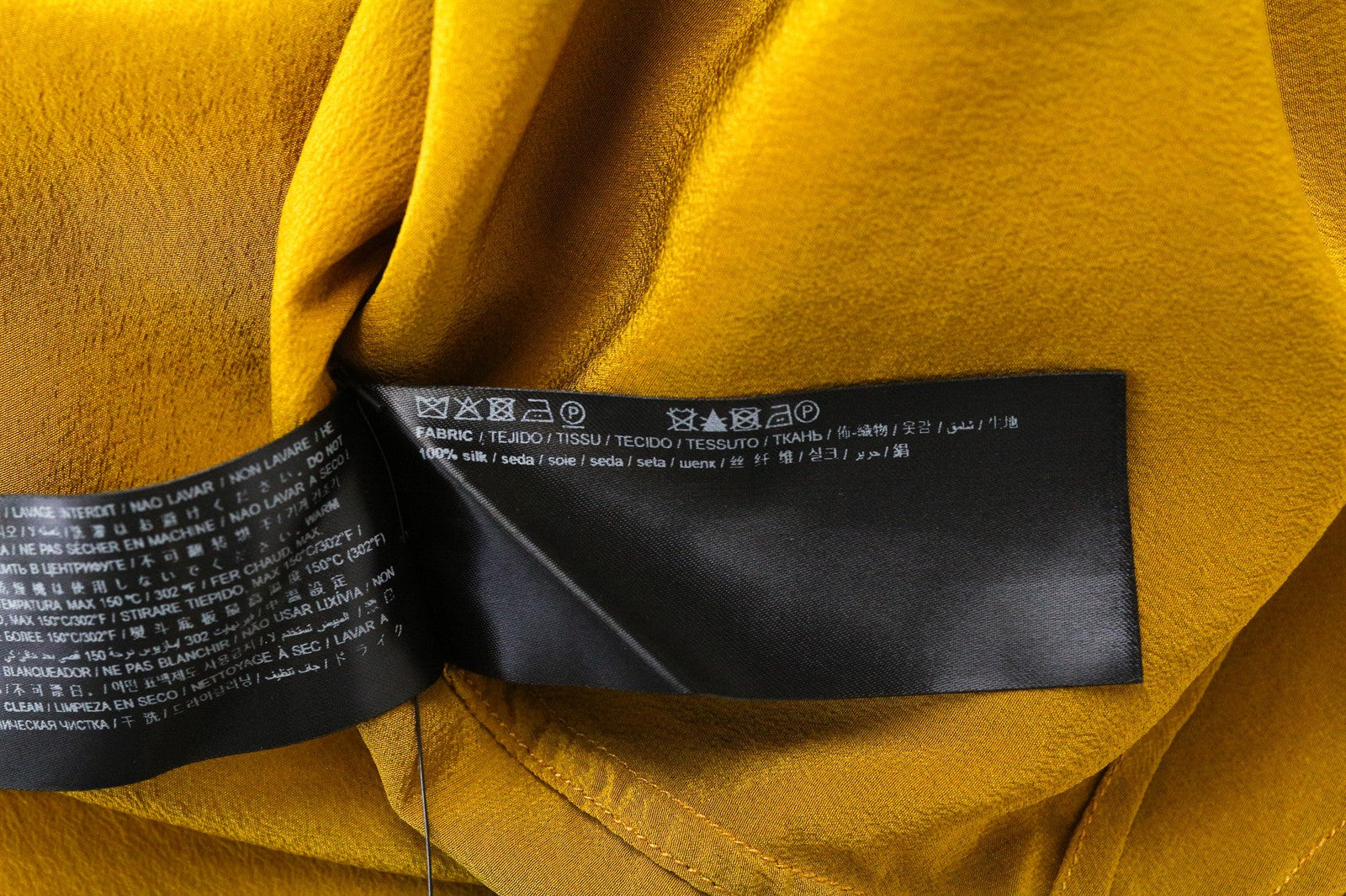 SUISTUDIO Bridgette Women's Blouse UK8 Yellow Mustard Slim Button-Up Silk Top