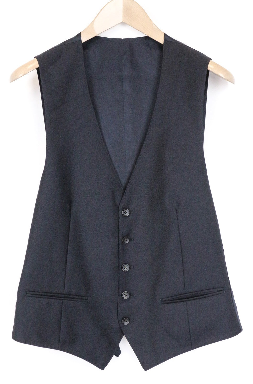 SUITSUPPLY Ferrara Men's Waistcoat UK38S Navy Slim Pure Wool V-Neck Classic Vest