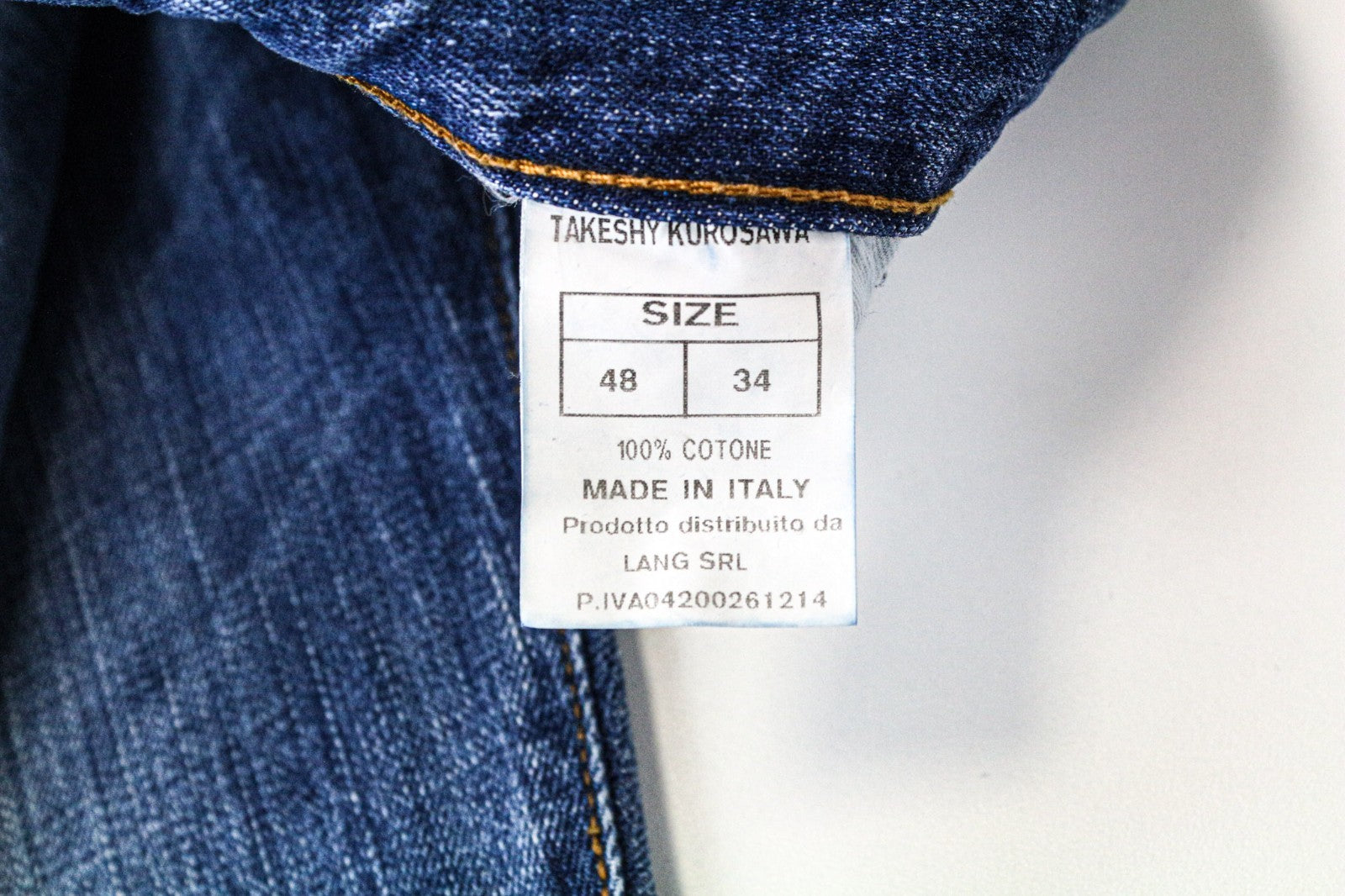 TAKESHY KUROSAWA TK08 Men's Jeans W34 Blue Slim Distressed Button Fly