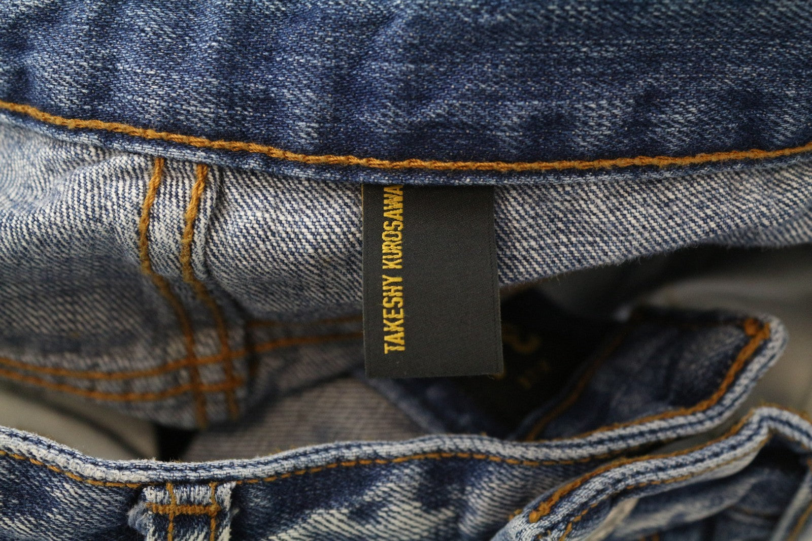 TAKESHY KUROSAWA TK08 Men's Jeans W34 Blue Slim Distressed Button Fly