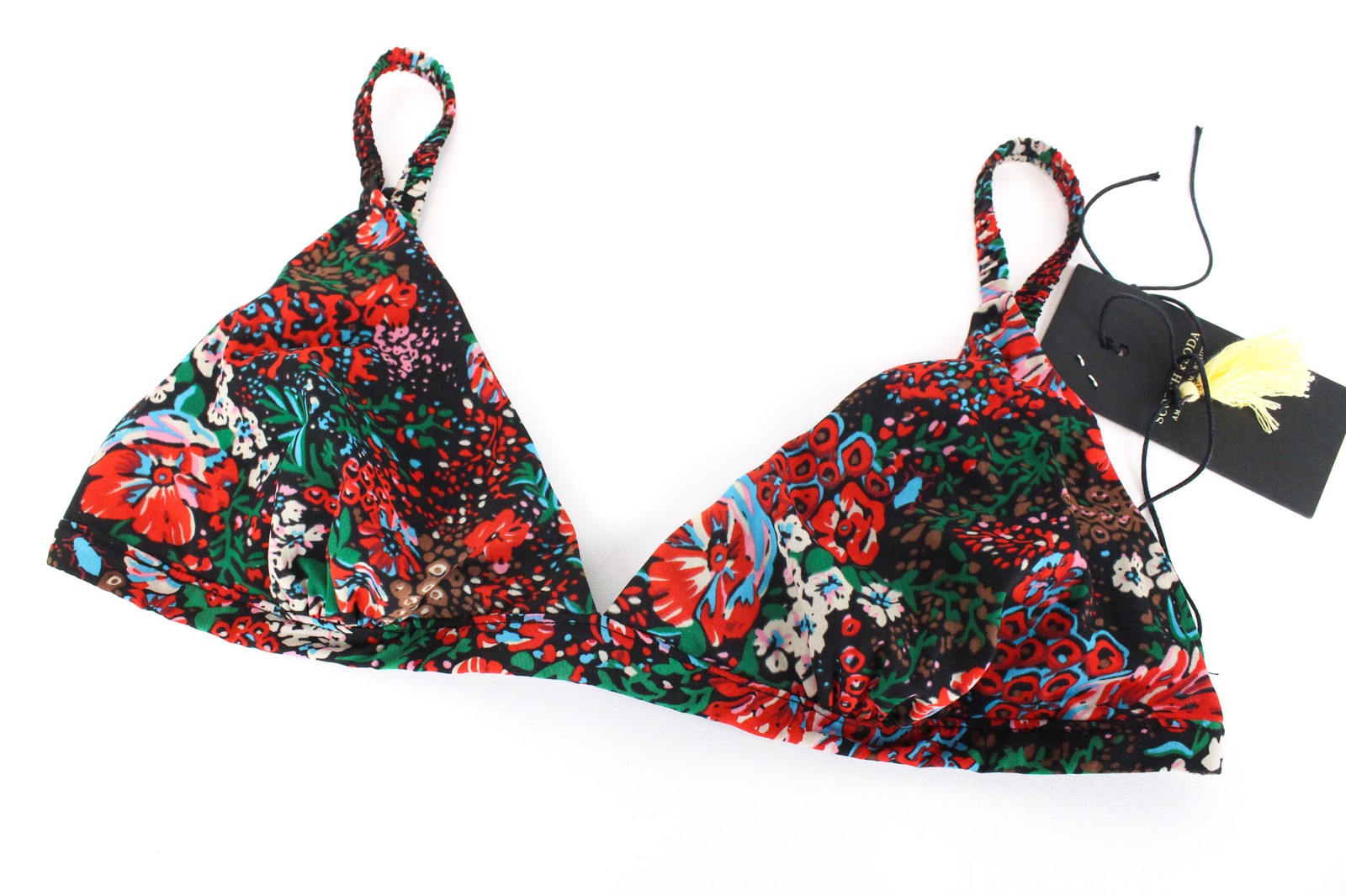 MAISON SCOTCH Women's S Red Floral Print Bralette & Panty Underwear Set