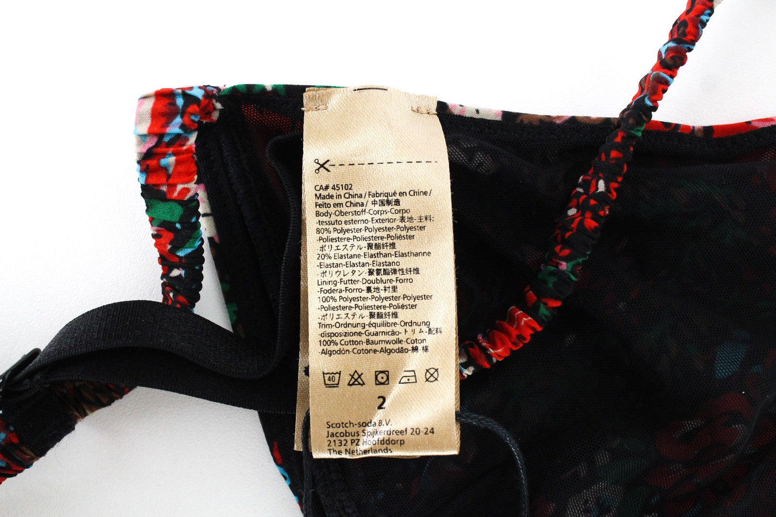 MAISON SCOTCH Women's S Red Floral Print Bralette & Panty Underwear Set