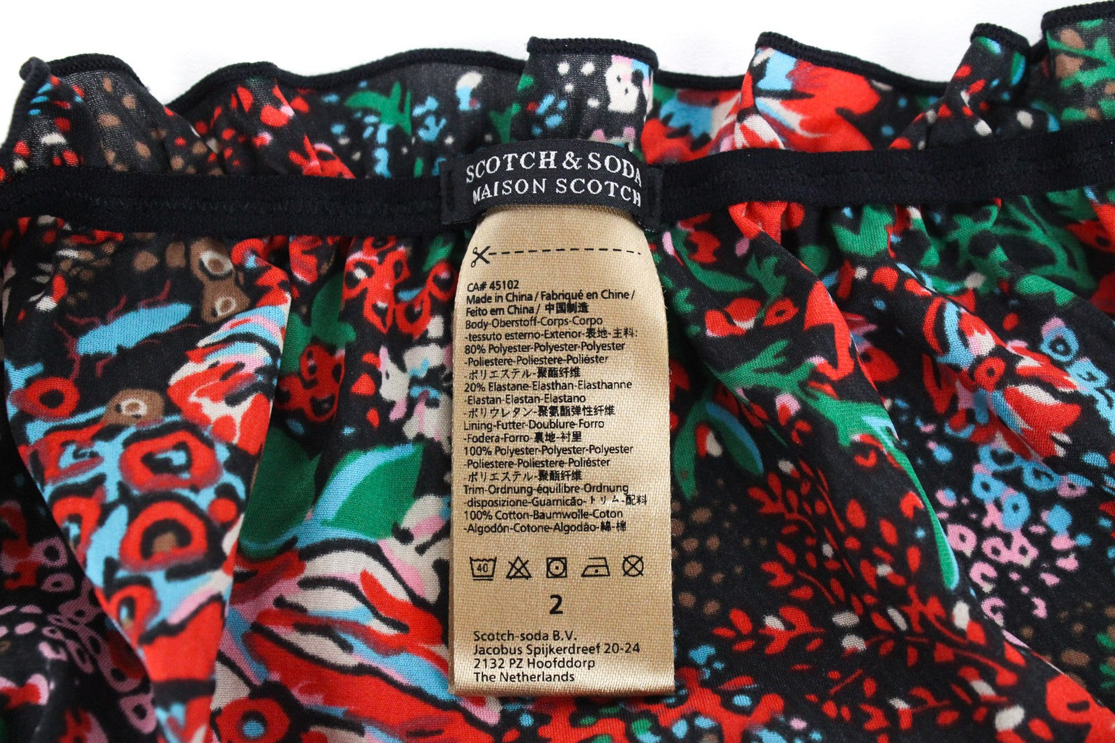 MAISON SCOTCH Women's S Red Floral Print Bralette & Panty Underwear Set