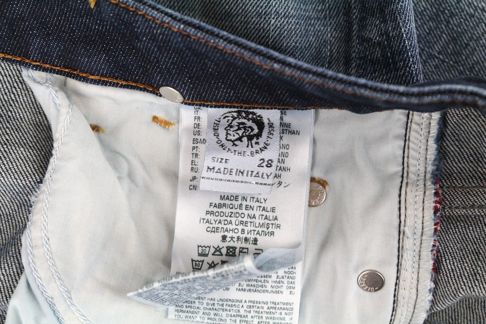 DIESEL D-Rifty 0092I Men Jeans W28/L34 Slim Fit Distressed Cotton Stretch Blue