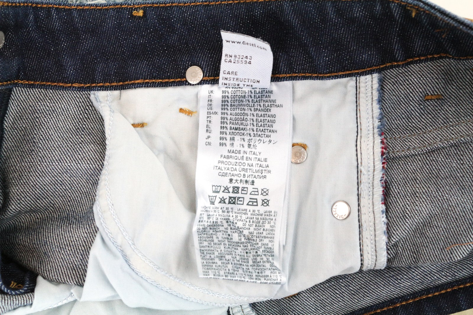 DIESEL D-Rifty 0092I Men Jeans W28/L34 Slim Fit Distressed Cotton Stretch Blue