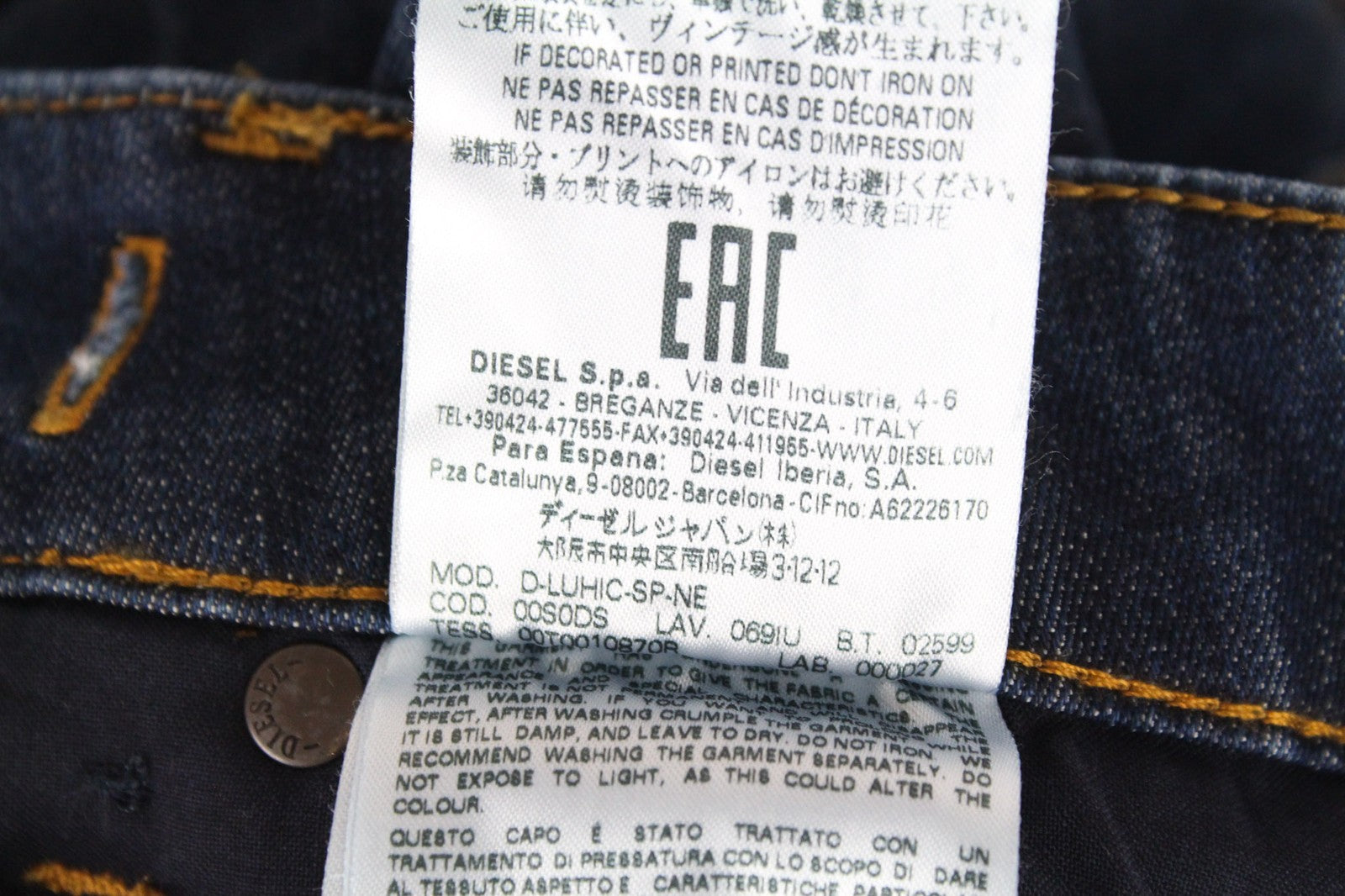 DIESEL D-Luhic-SP-NE 069IU Men's W26 Blue Boys Slim Carrot Sweat Jogg Fit Jeans