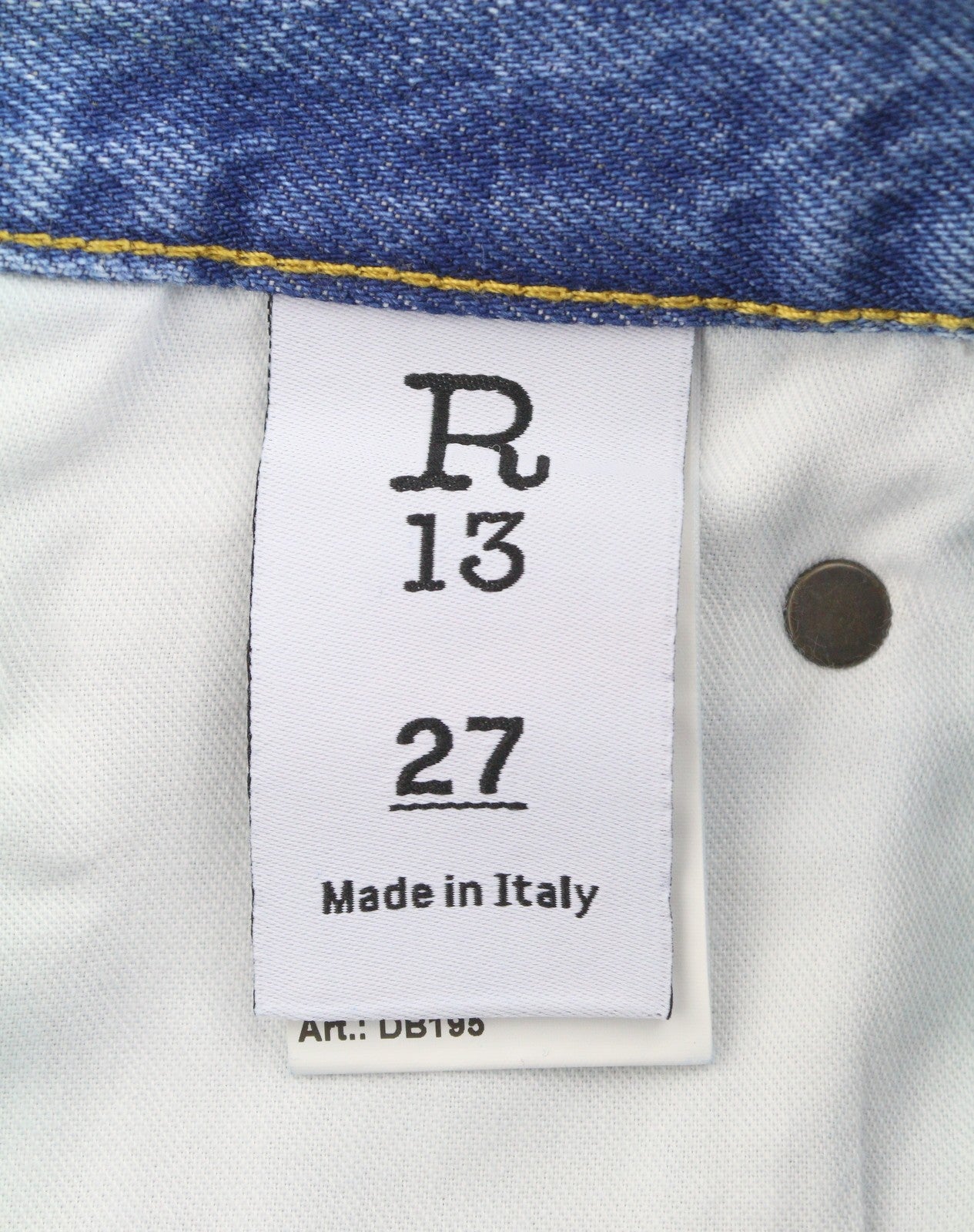 R13 Cross Over Women Shorts 27 Bain Blue Asymmetric Button Fastening Denim