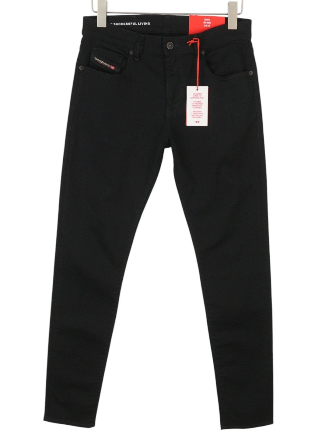 DIESEL 2019 D-Strukt 069YP Men Jeans W29/L34 Black Mid Waist Slim Fit Zip Fly