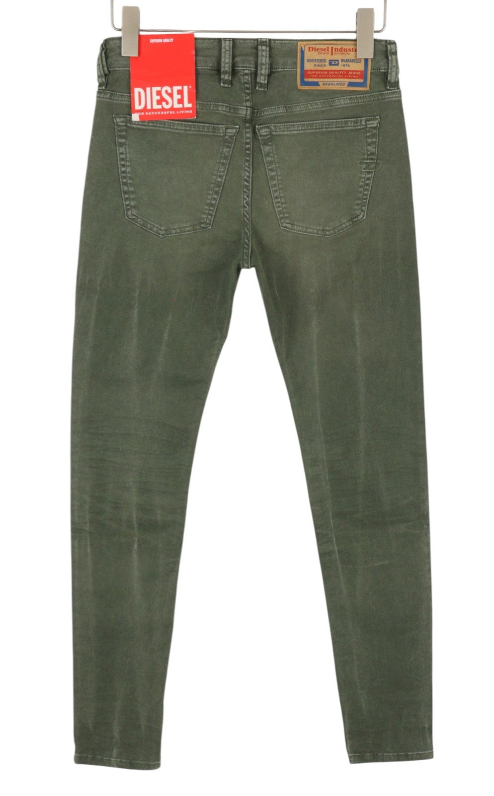 DIESEL 1979 Sleenker 0ENAK Men Jeans W28/L32 Green Whiskers Low Waist Skinny Fit