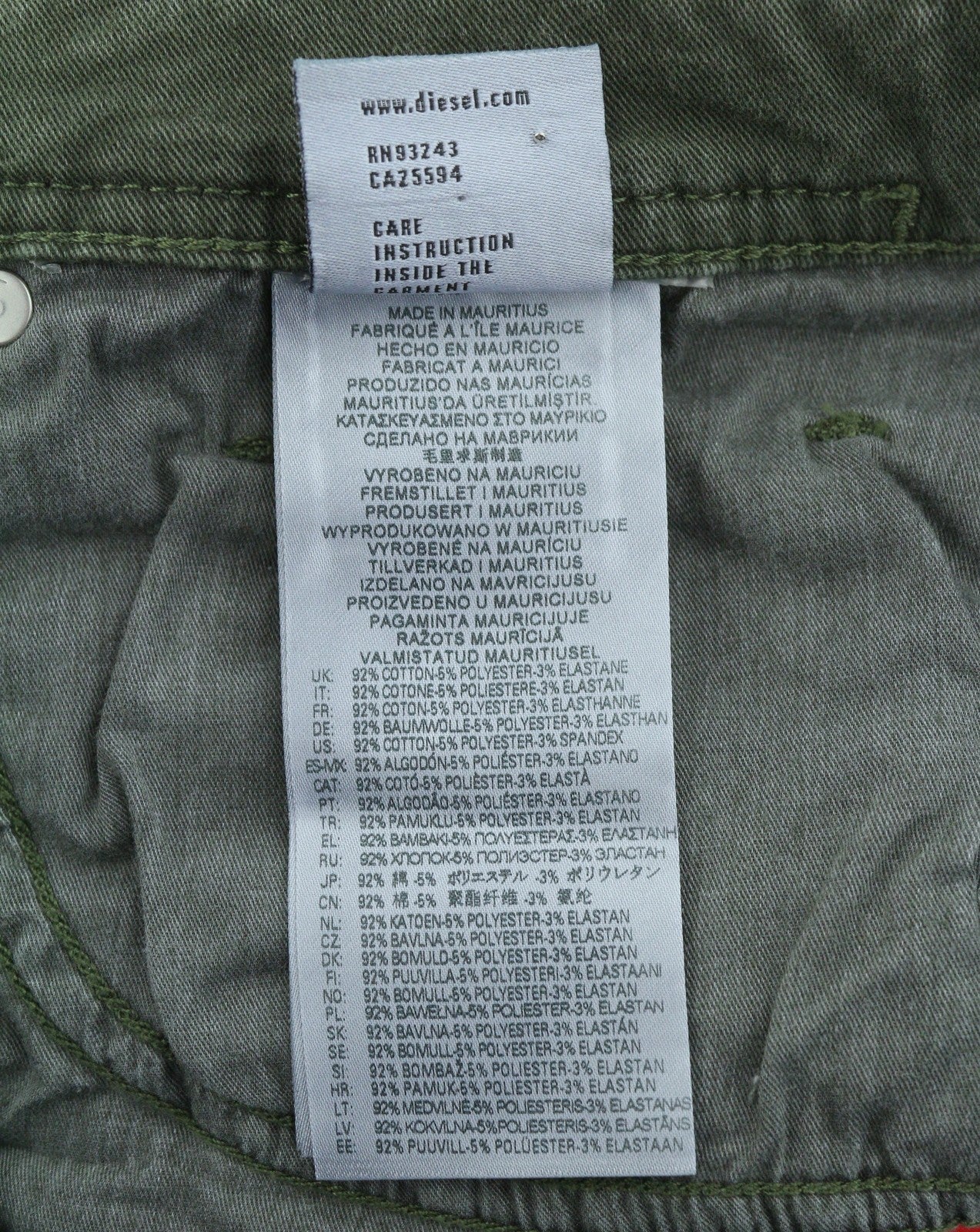 DIESEL 1979 Sleenker 0ENAK Men Jeans W28/L32 Green Whiskers Low Waist Skinny Fit