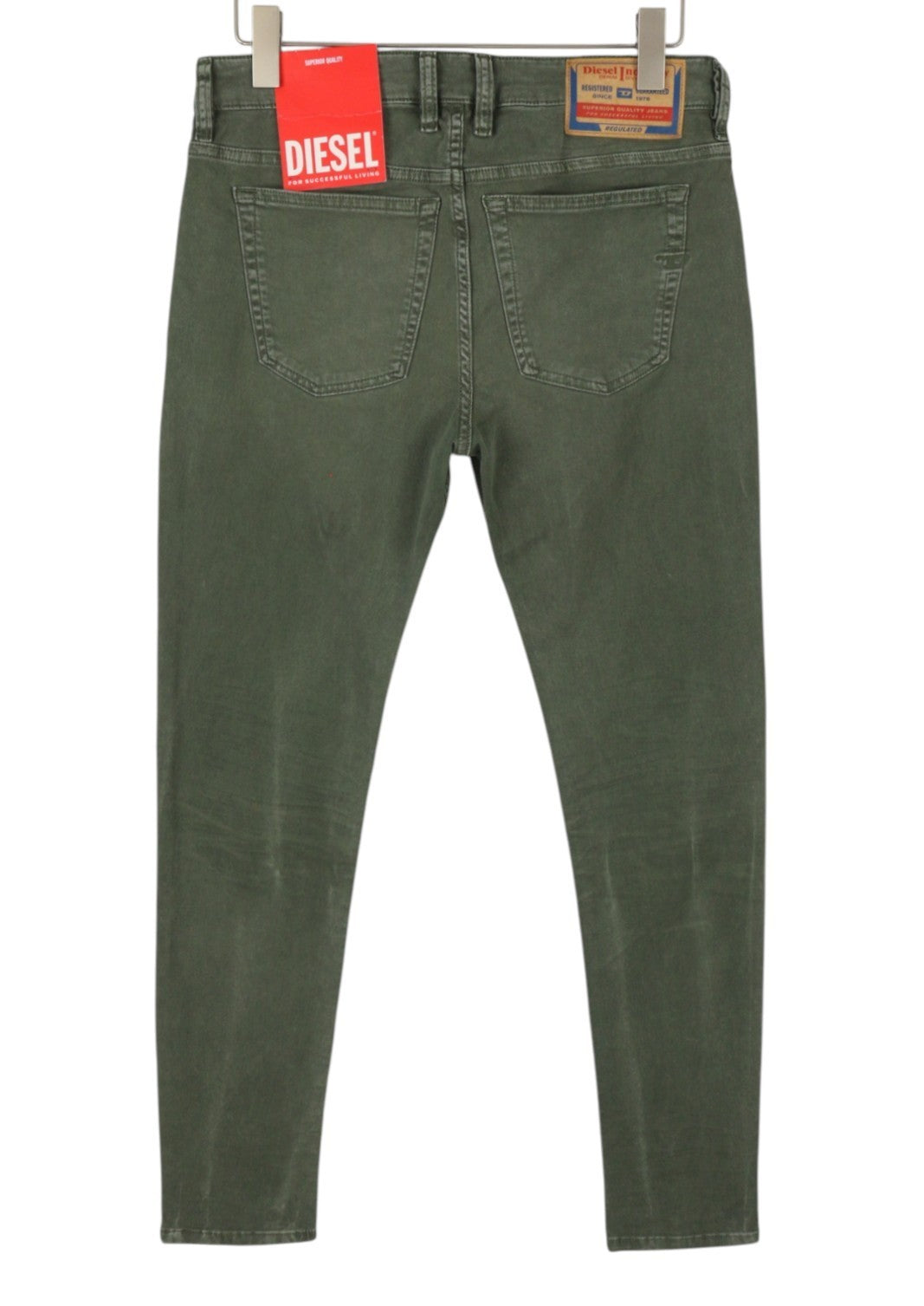 DIESEL 1979 Sleenker 0ENAK Men Jeans W32/L32 Green Whiskers Low Waist Skinny Fit