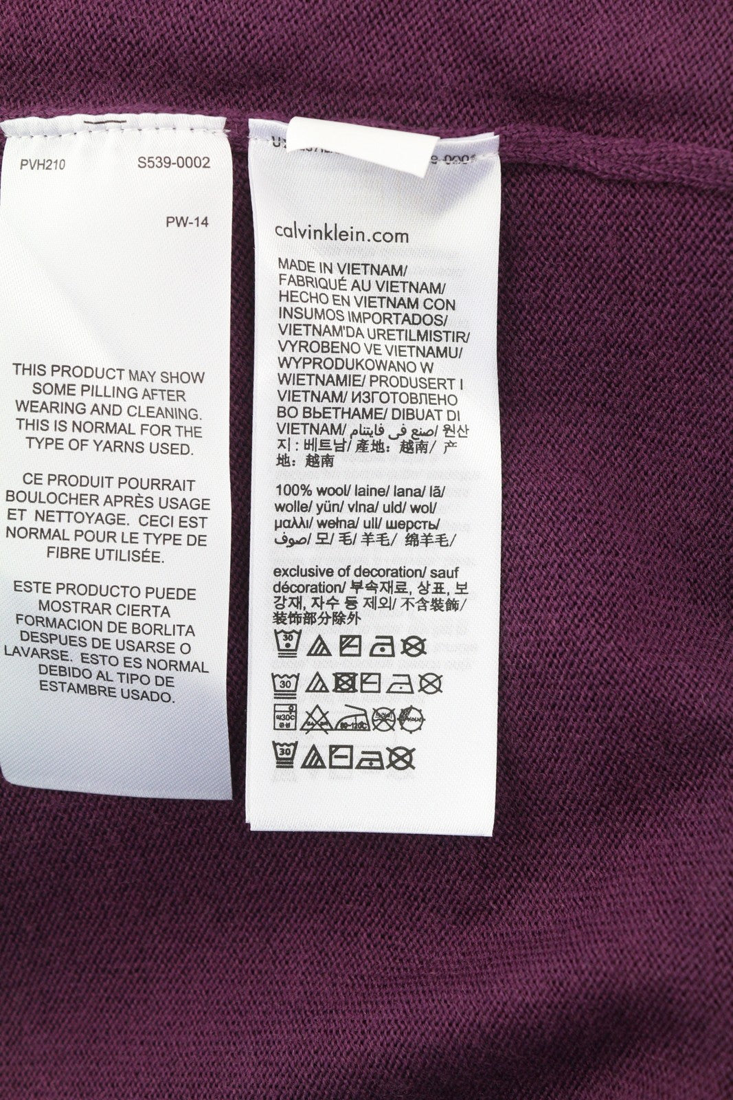 CALVIN KLEIN Merino Turtle Neck Men Jumper L Purple Knitted Pull On RRP129