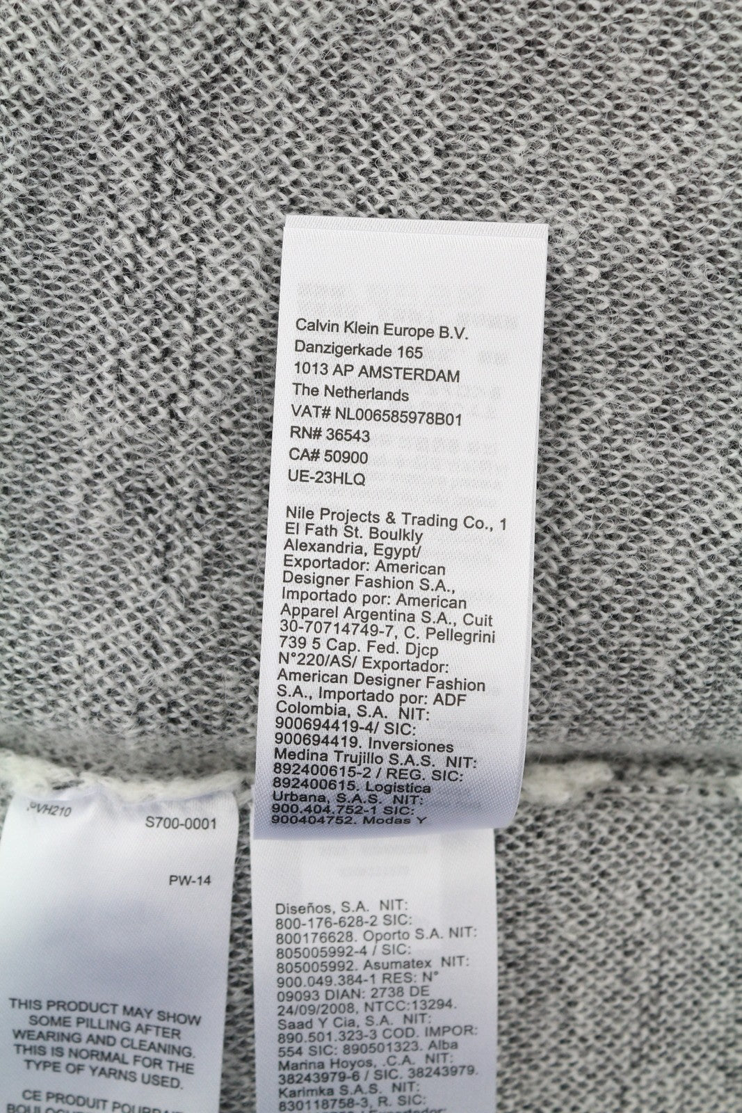 CALVIN KLEIN Abstract Jacquard Men Jumper XL Grey Wool Alpaca Blend Pull On