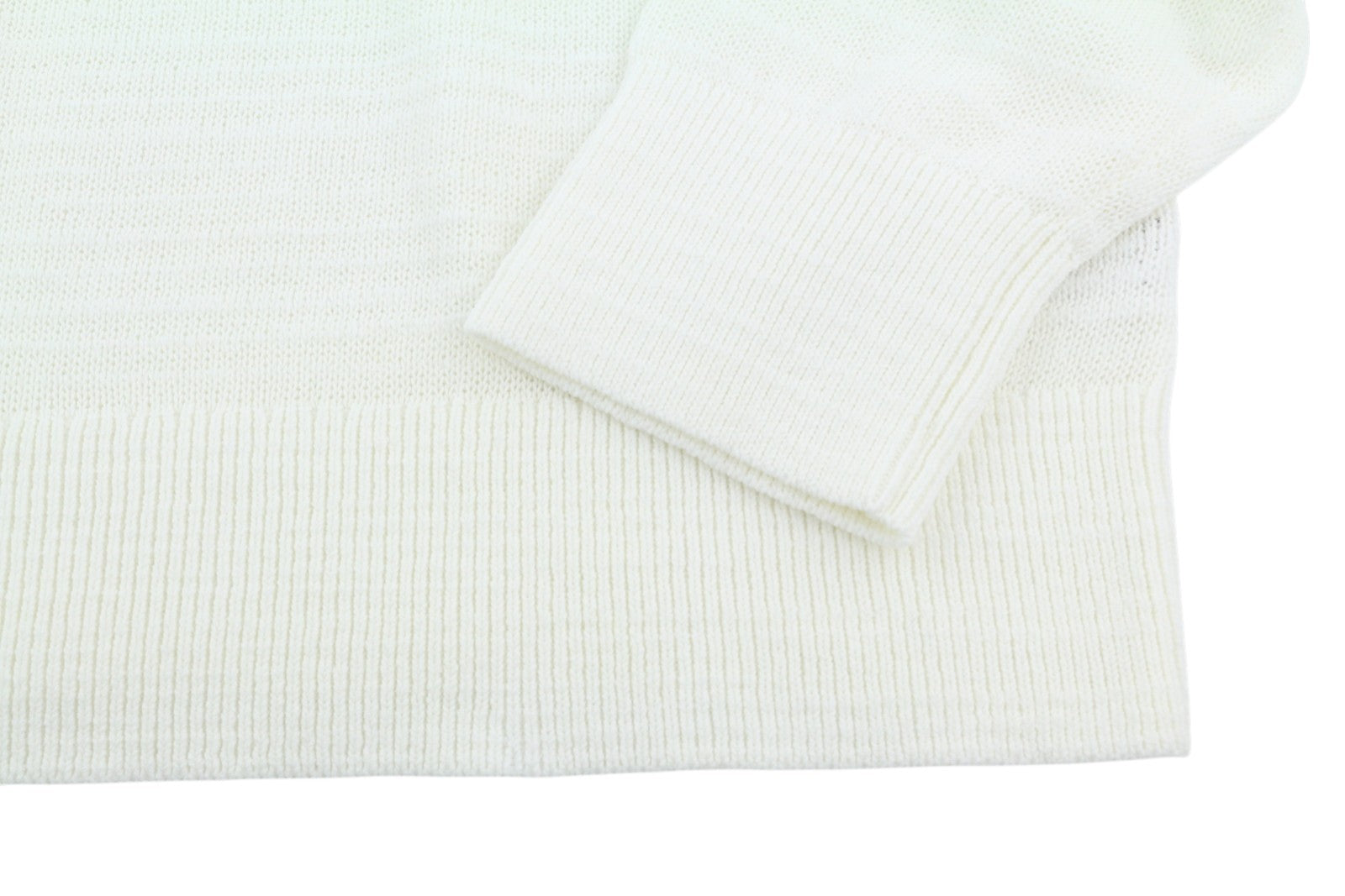 CALVIN KLEIN Tape Yarn Vn Men Jumper M White Textured Knitted V-Neck Pull On