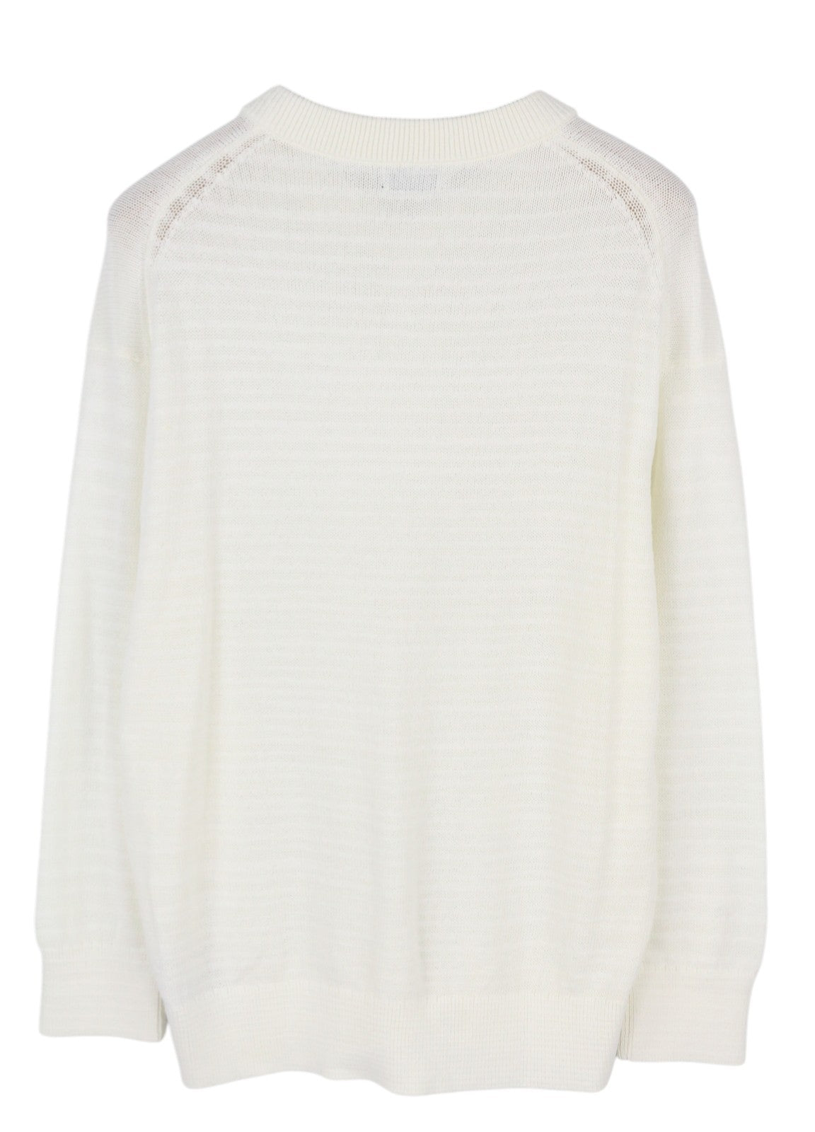 CALVIN KLEIN Tape Yarn Vn Men Jumper 2XL White Textured Knitted V-Neck Pull On