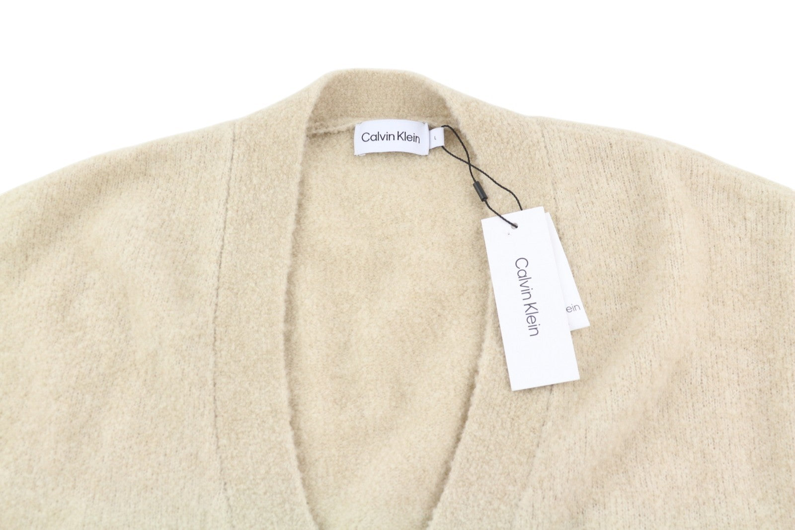 CALVIN KLEIN Wool Blend Boucle Men Jumper L Wool Blend Teddy Cardigan RRP199