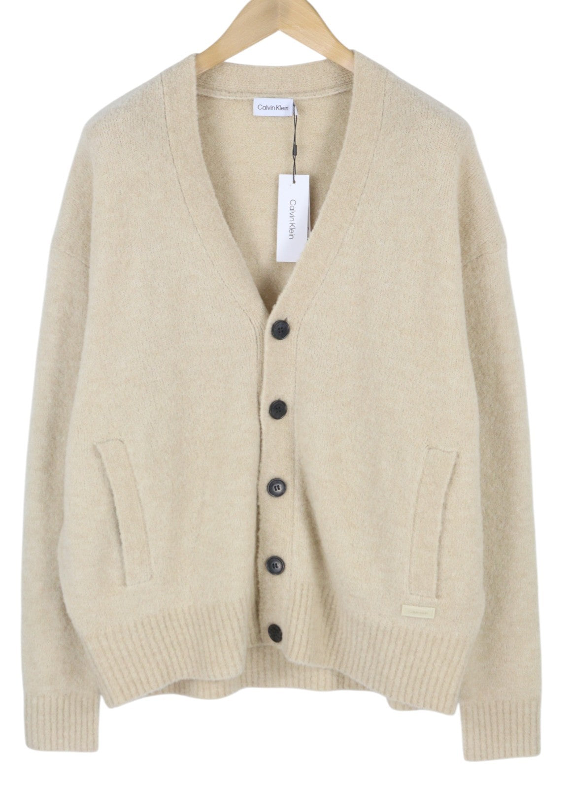 CALVIN KLEIN Wool Blend Boucle Men Jumper XL Wool Blend Teddy Cardigan RRP199