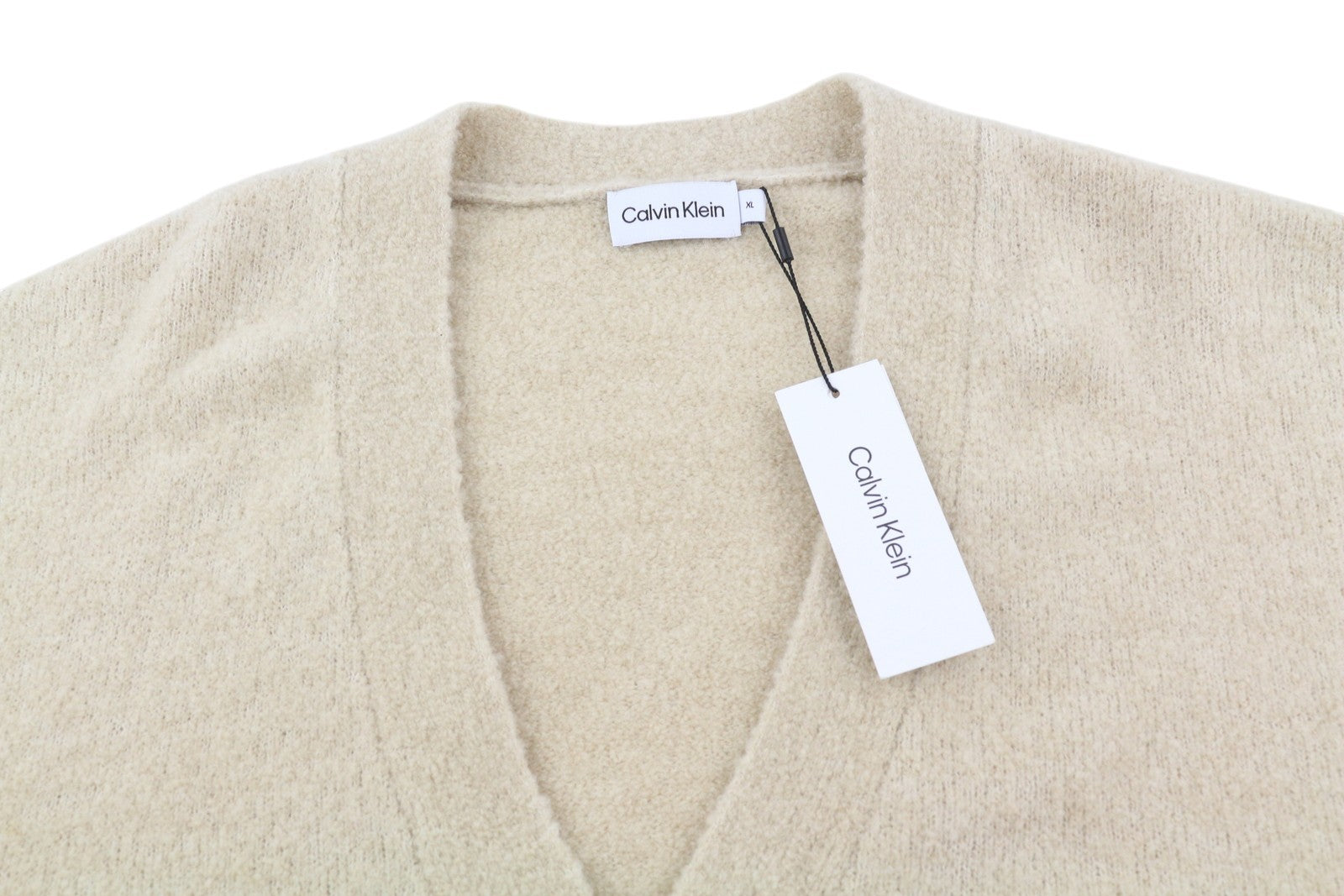 CALVIN KLEIN Wool Blend Boucle Men Jumper XL Wool Blend Teddy Cardigan RRP199