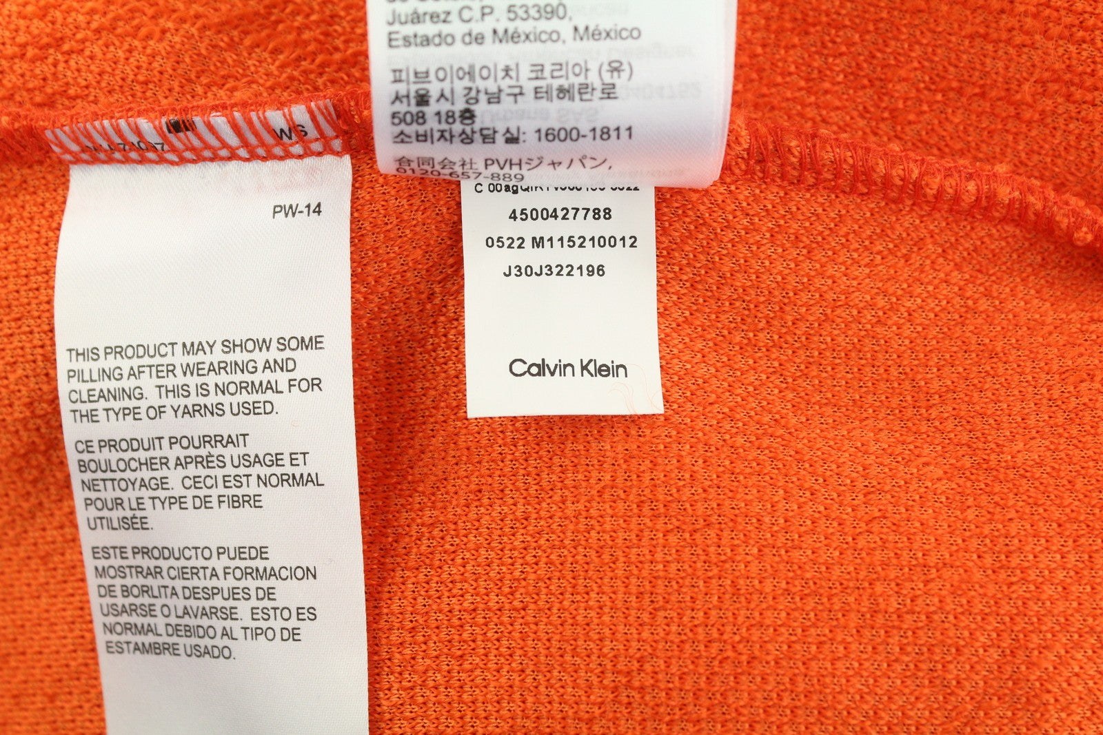 CALVIN KLEIN Badge Sherpa Half Men Sweatshirt M Orange Fleece Pull On RRP129